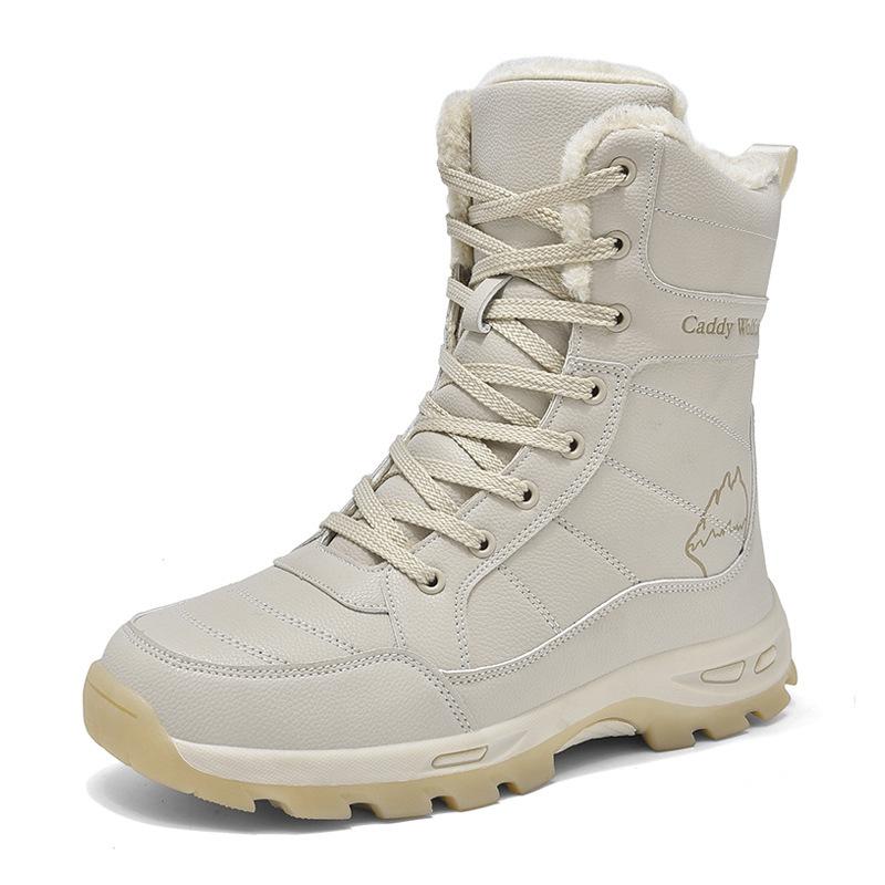 Winter New High-top Velvet Thickened Warm Snow Boots Leather Waterproof, Non-slip and Wear-resistant Mountaineering Shoes