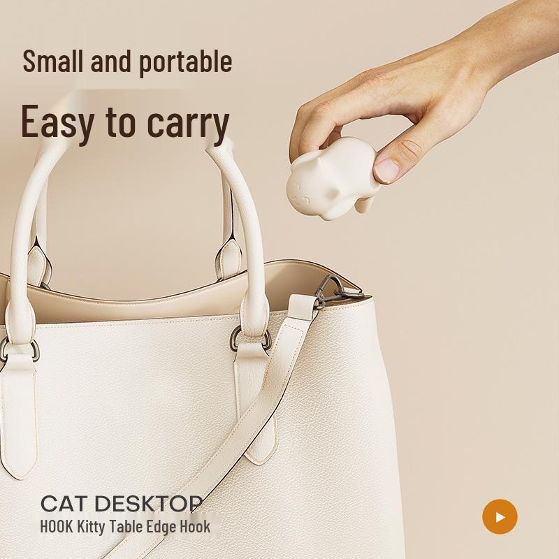 Seamless No-Punch Cat Backpack Hook: Multifunctional Student Desk Bag Hanger