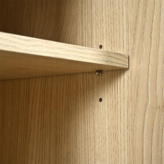 Mobile Organizzatore ad Ampio Spazio, Credenza, Cassettiera con 3 e Ante Scorrevoli, Intreccio in Rattan sulle Ante, Gambe in Legno Massello,