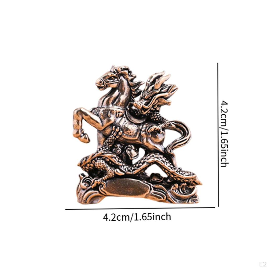 Brass Horse Figurine Animal Sculpture Art Craft Decorative Retro Design Tabletop Ornament
