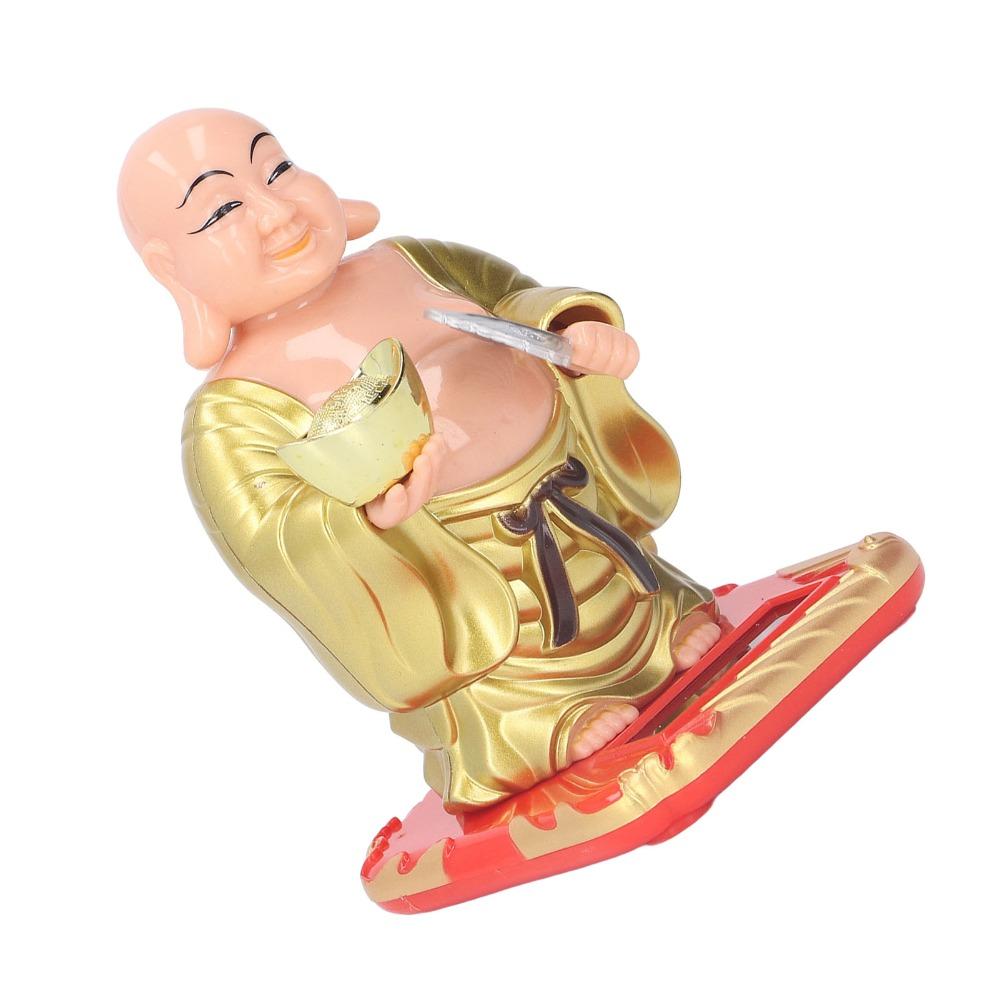 Plastik Solar Wackel-Buddha Figur Gold Auto Armaturenbrett Licht Angetriebene Dekoration Büro Schreibtisch Display