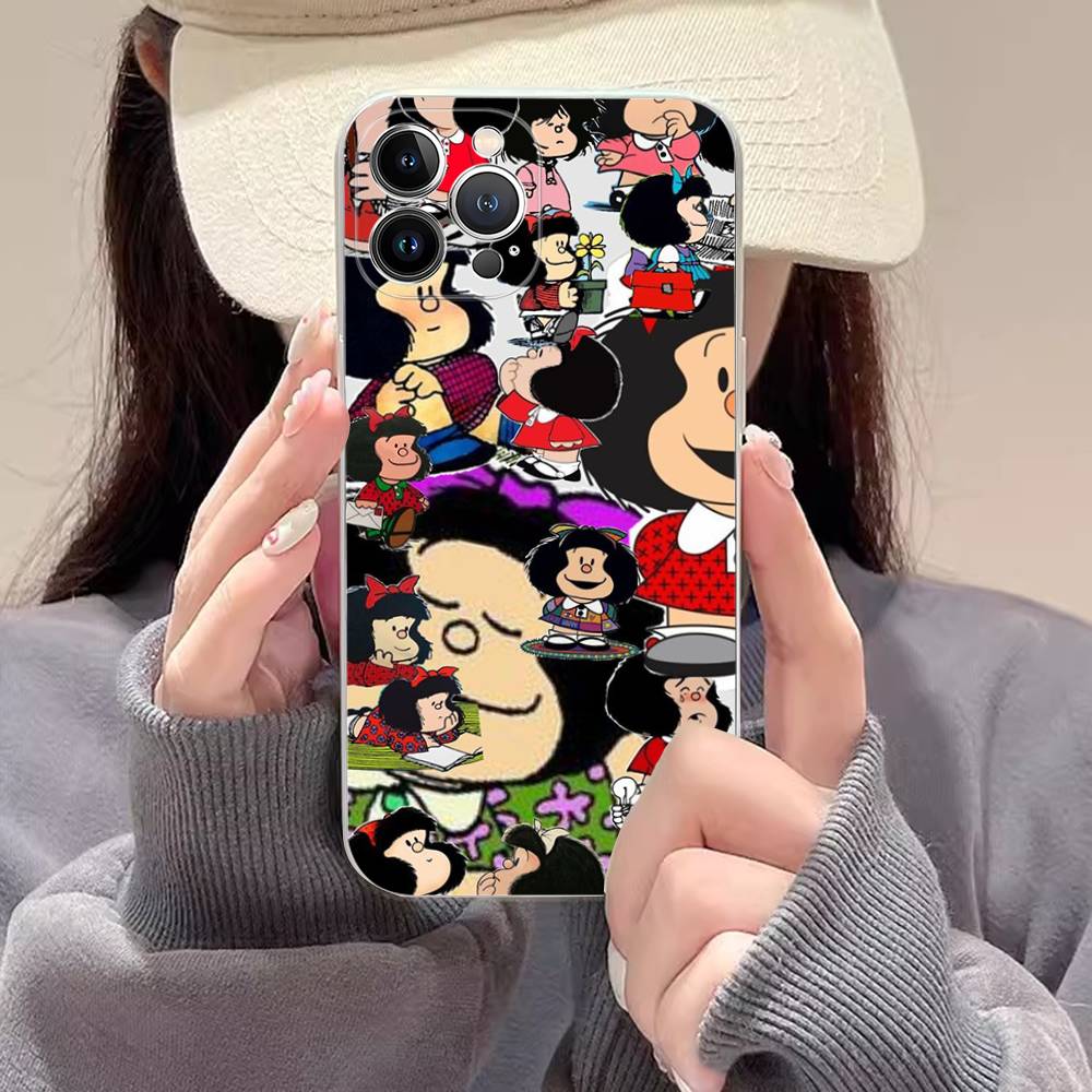 Cartoon Mafalda Handyhülle Für IPhone 17 16 15 14 11 12 13 Mini Pro XS Max Plus Hülle Schale