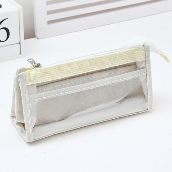 Estojo de Lápis de Malha Transparente para Alunos do Ensino Médio Grande Capacidade Bolsa de Lápis Multicamada com Compartimentos de Malha