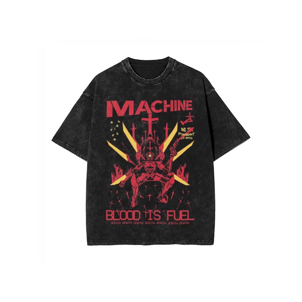 

Ultrakill Gabriel Game Pattern T-Shirt Vintage Washed Black Shirt Harajuku Street Style Men and Women S