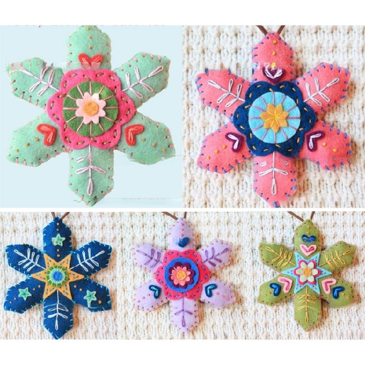 Festival Snowflake Felt Decorations With Embroidery Detail Reusable Christmas Tree Gift Accessories