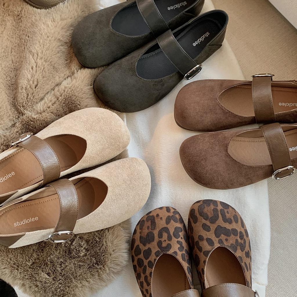 Super soft sheepskin French Mary Jane women's shoes 2025 autumn new retro flat two wear one word with light mouth single shoes