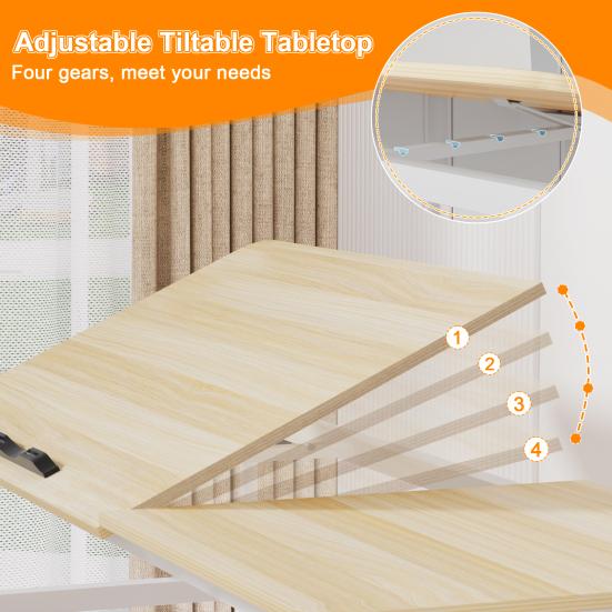 Mobile Overbed Table, Queen Size Over The Bed Desk with Wheels, Height And Length Adjustable Tilting Laptop Desk for Hospital And Home Use