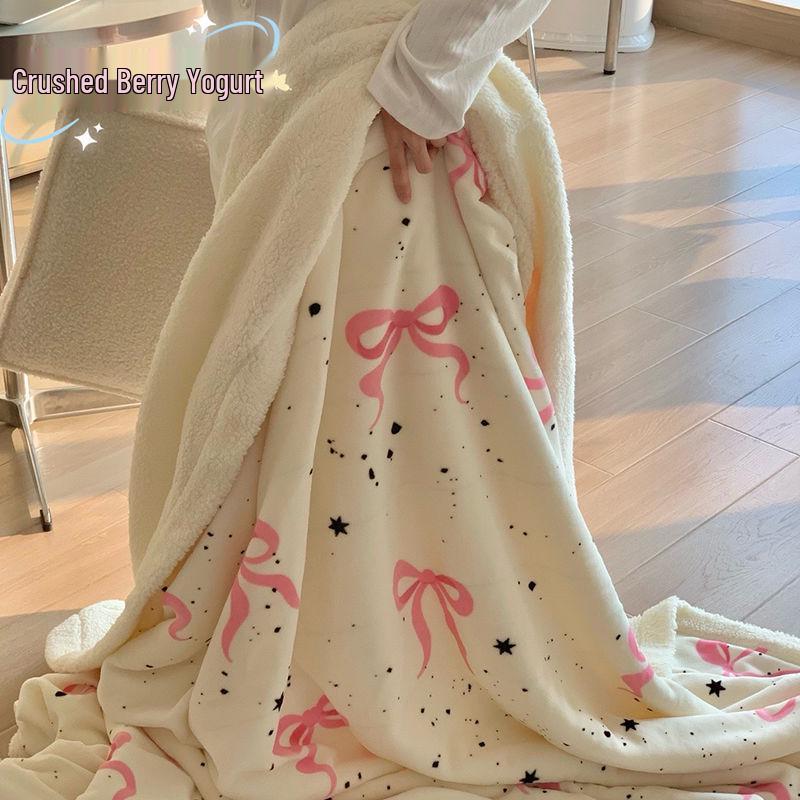 Cozy Lamb Fleece Blanket - Soft, Warm Shawl for Office, Sofa, or Dorm Naps.