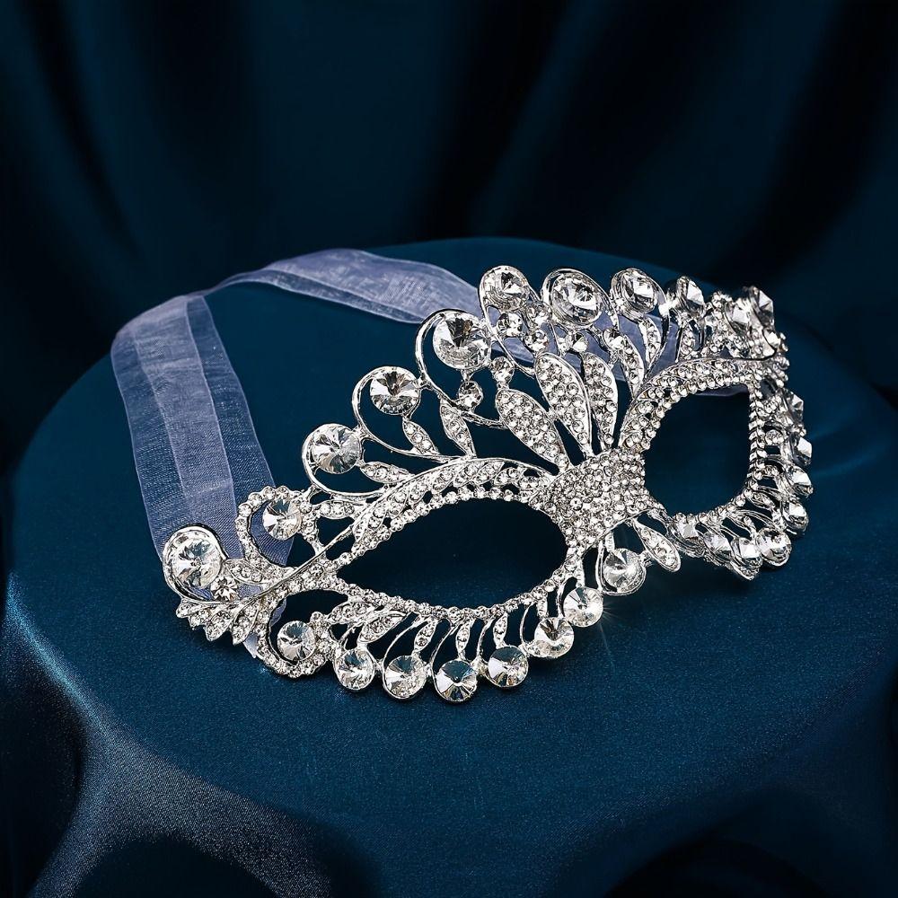 Rhinestone Rhinestone Face Mask Half Face Hollow Eye Mask Luxury Masquerade Mask Wedding Party