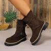 Fashionable New Suede Sexy Plus Size Horse Boots Winter Round Toe Comfortable Thick Sole Non Slip Casual Short Boots for Women