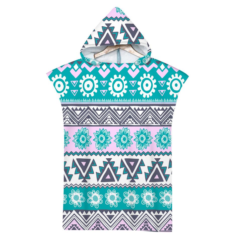 Geometric Hooded Wearing Bath Towel, Beach Towel, Cape, Seaside Change Of Clothes, Bathrobe, Printed Hooded Bath Towel, Minimum Order