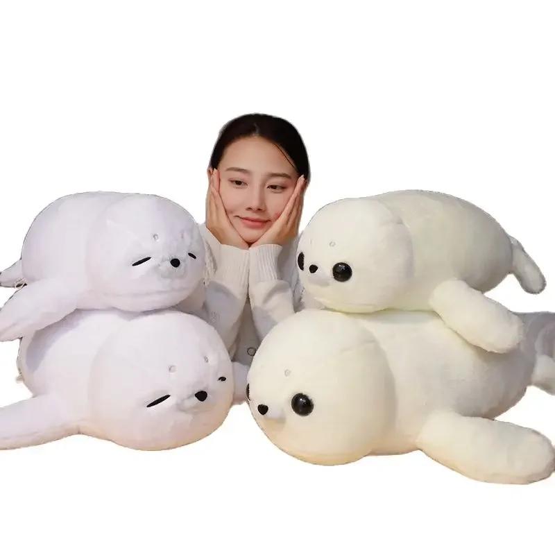 5060Cm Cute White Seal Plush Toy Lifelike Stuffed Marine Life Seal Soft Doll Simulation Seal Pillow Kids Toys Birthday Gift