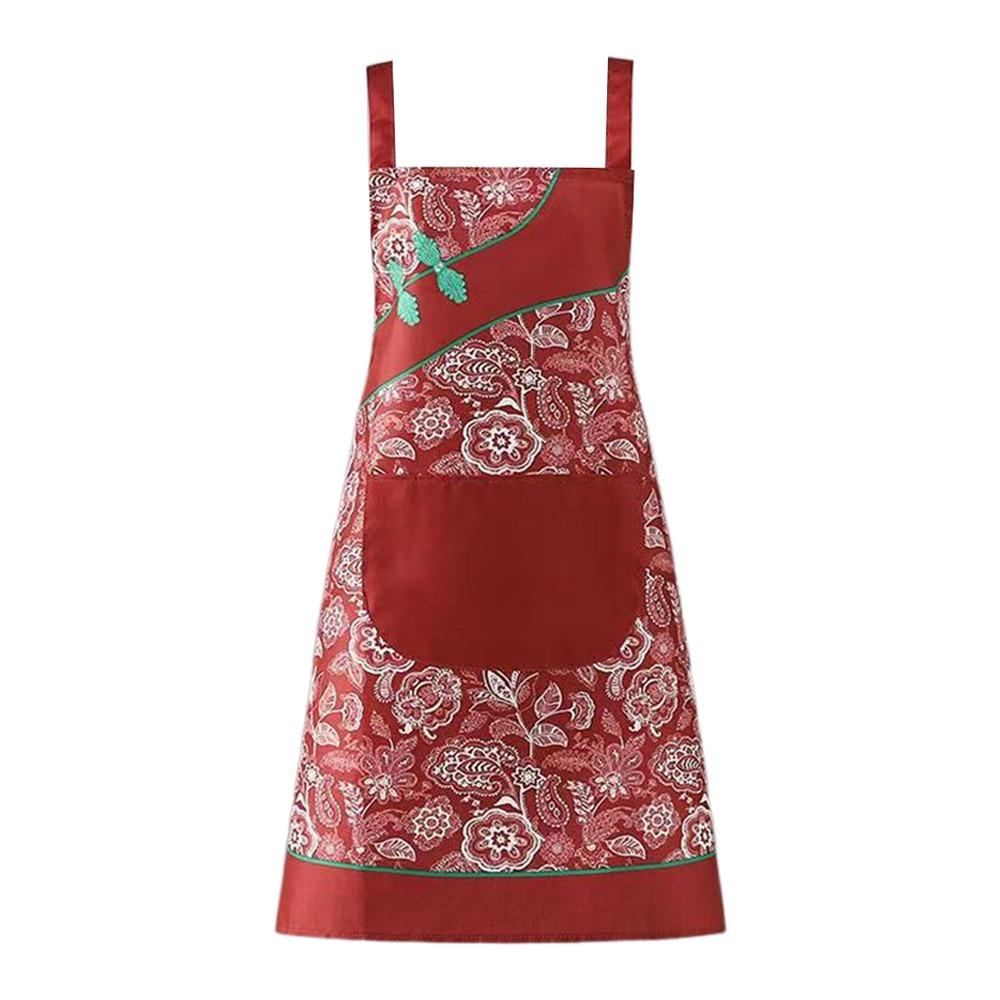 Cheongsam Style Women Flowers Apron Oil-proof Chef Aprons Sleeveless Overalls  Kitchen Use