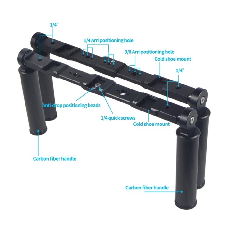 Video Cage Rig Case Carbon Fiber Hand Grip with 1/4 3/8 Thread Cold Shoe Mount