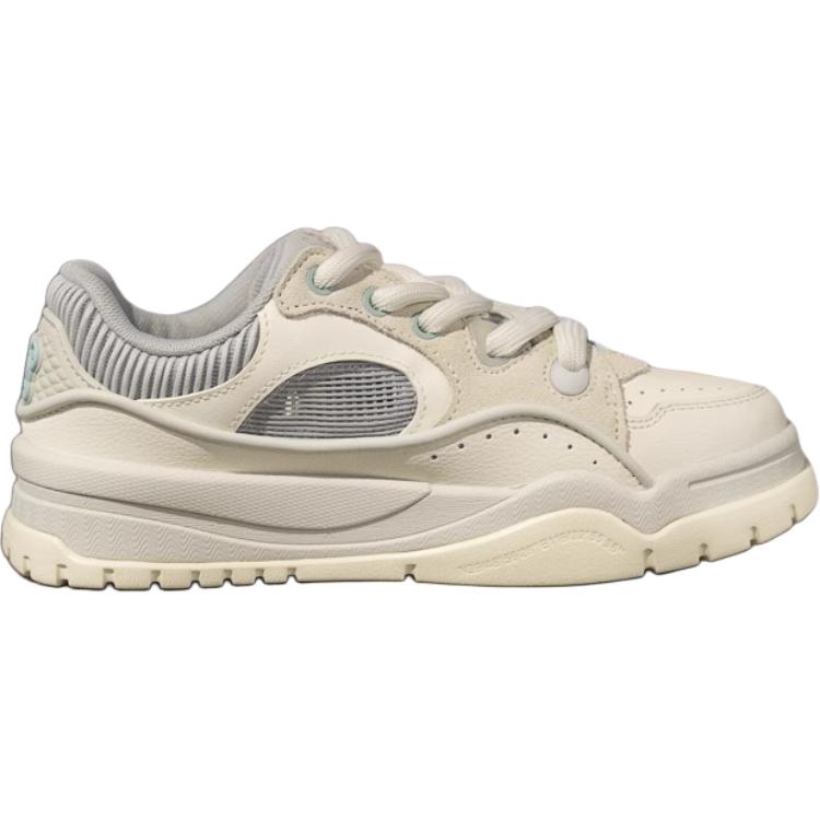 Li Ning Bu Ou Comfortable Simple Durable Non-Slip Low-Top Skate Shoes Women Sneakers White AGCV454-1