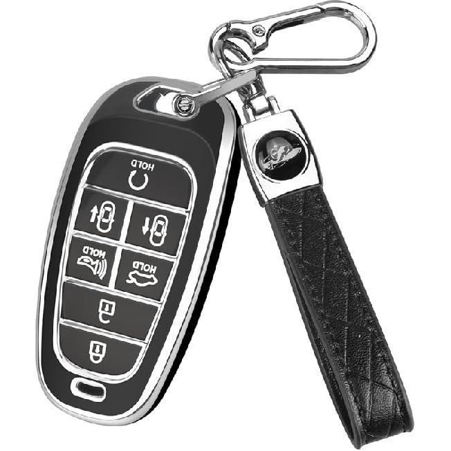 For Hyundai Key fob Cover Fit for 7 Buttons Hyundai Sonata Santa fe Tucson TPU Key Fob Case Protector