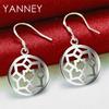 925 Sterling Silver Exquisite Floral Openwork Pendant Earrings, Fashionable Wedding Gift for Women, Jewelry