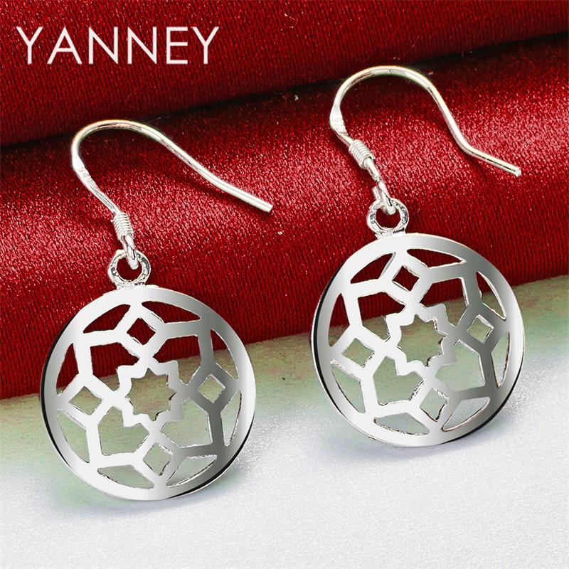 925 Sterling Silver Exquisite Floral Openwork Pendant Earrings, Fashionable Wedding Gift for Women, Jewelry