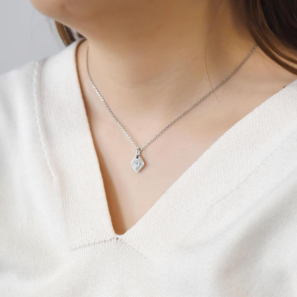 Snoopy PEANUTS Necklace 925 Silver Surgical Stainless Steel Oxidized [White Clover] PNT-N003SV