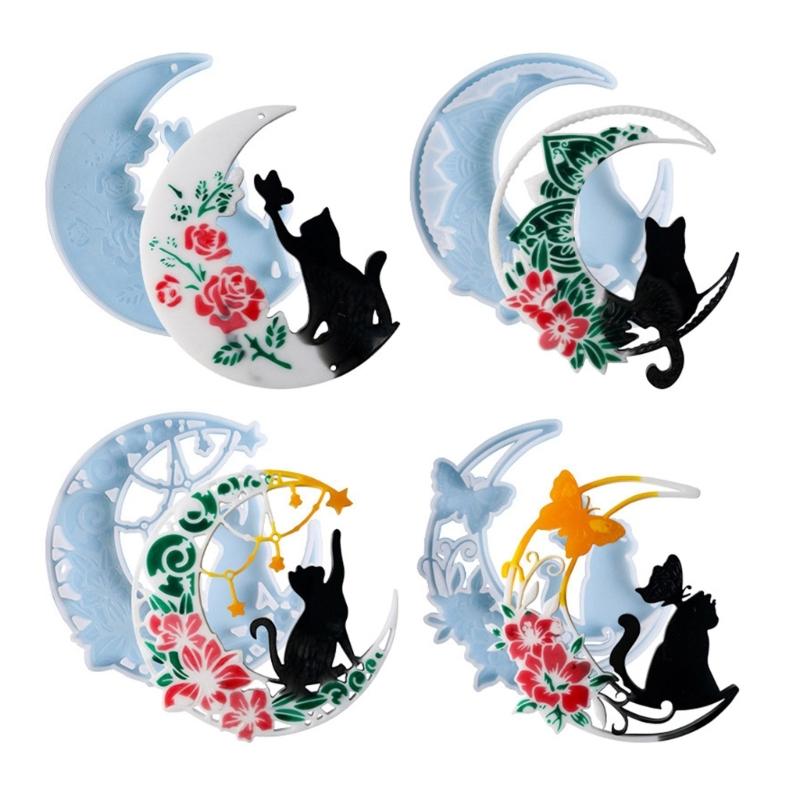 DIY Resin Casting Mold Pendant Moulds Craft Molds Moon Shape Wall Decorations Ornament Molds Silicone Material for Craft