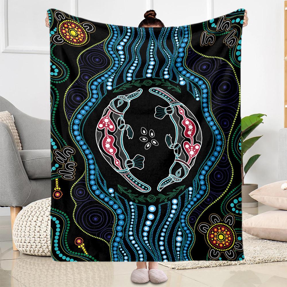 Australian Aboriginal Style 31 Blanket Soft & Cozy Perfect for Livingroom Sofa Chair Four Seasons Universal Stylish Decor