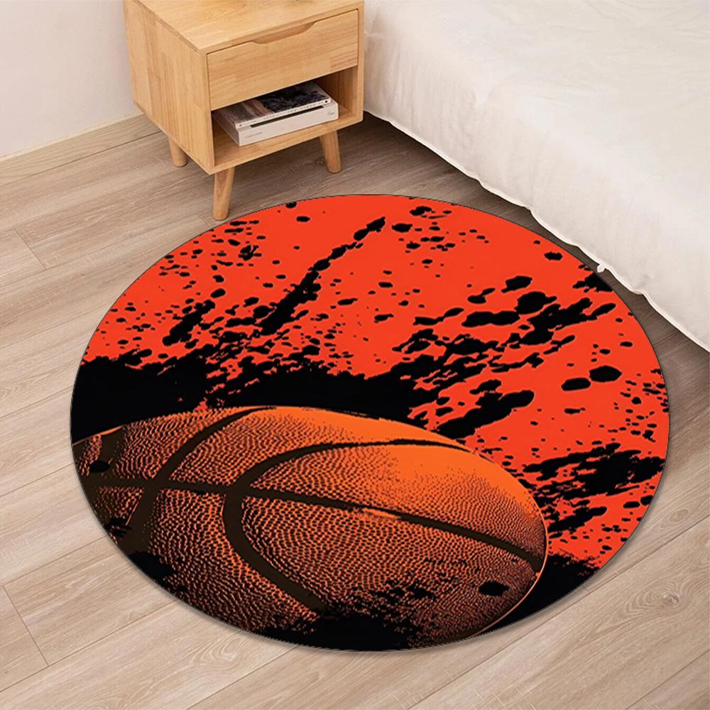 basketball Printed Round Rug Carpet Chair Rug Area Rug Entryway Doormats,for Office Chair Living Room Bedroom Kitchen Room.