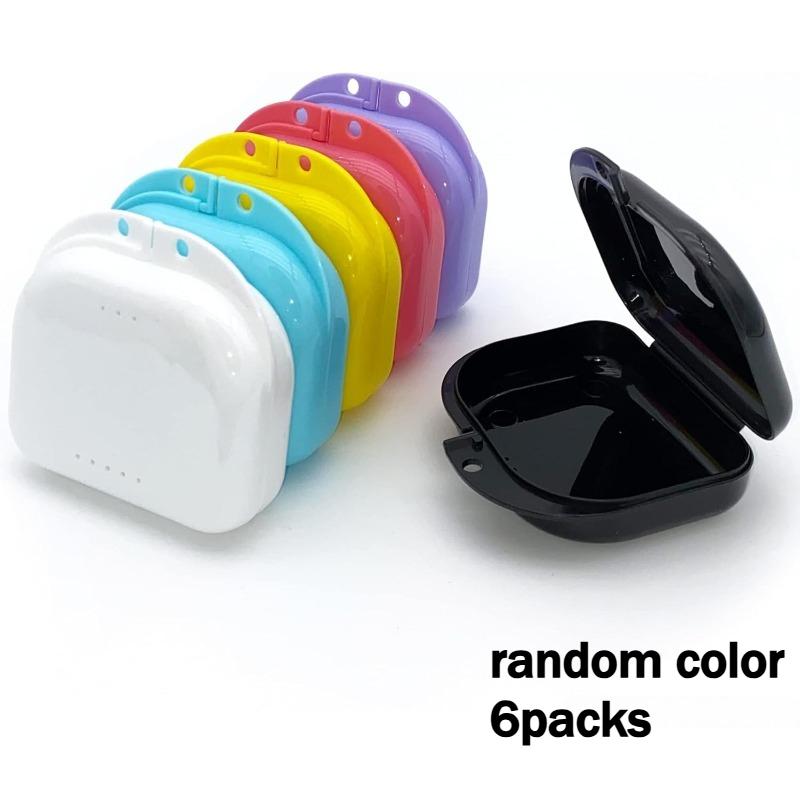 6packs Retainer Case with Vent Holes, Denture Case, Tight Snap Lock Orthodontic Mouth Guard Case, Easy to Use