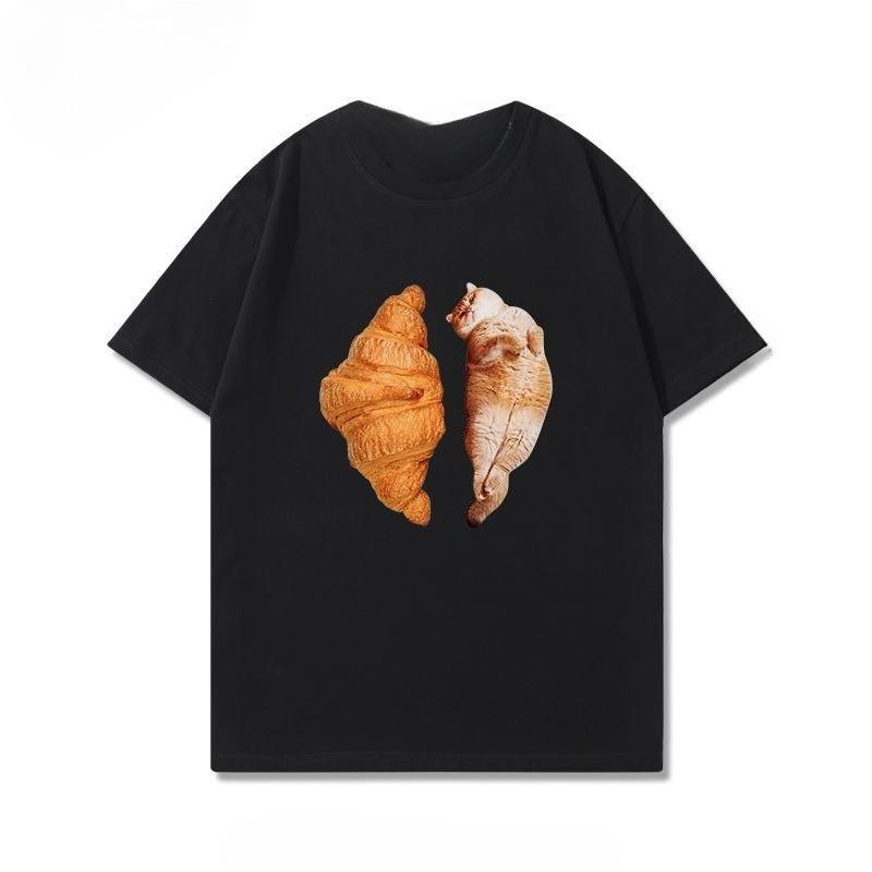 Classic Cute Cat Sandwich Meme T Shirt Unisex Women Harajuku Style Graphic Tee Oversized Casual Short Sleeve Summer Fashion Top