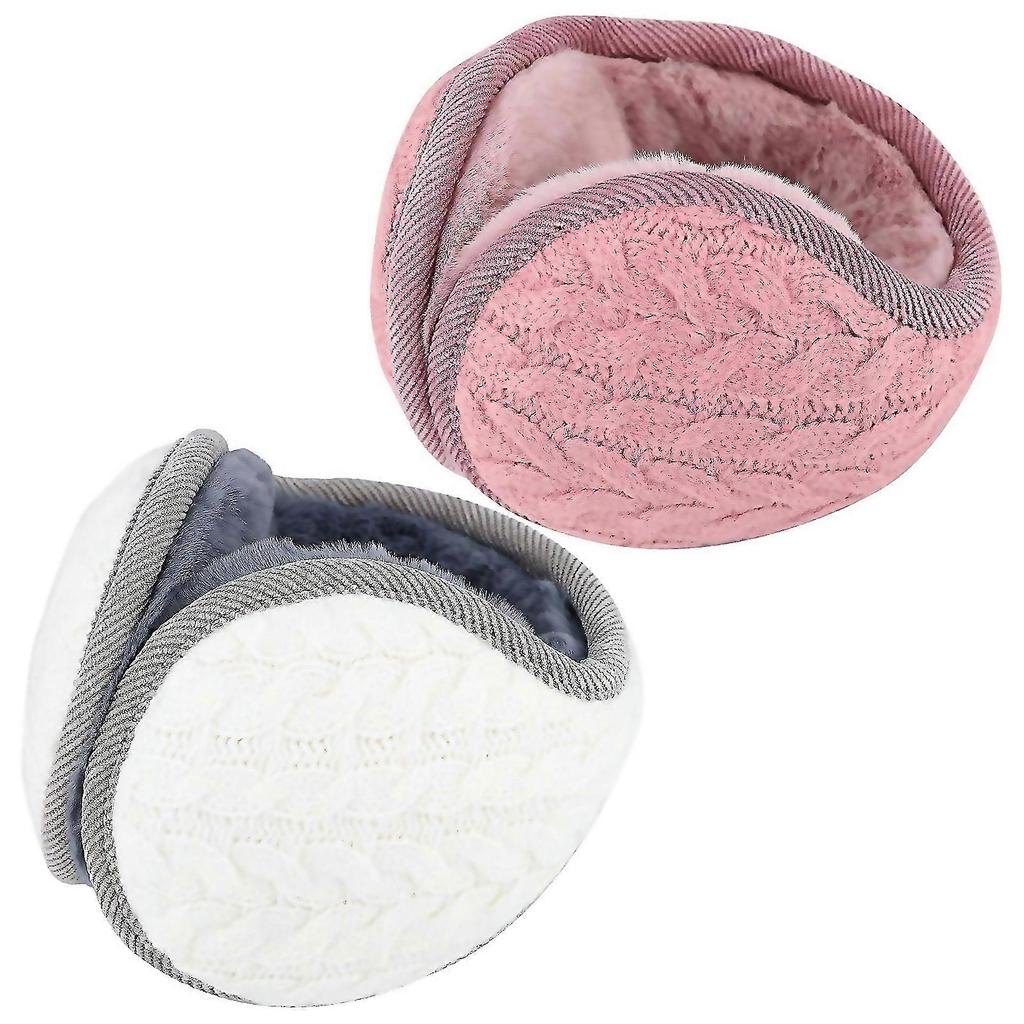 For 2 Pcs Winter Ear Muffs Foldable Ear Warmers Warm Knit Earmuffs For Men Women Kids Cycling Skiing