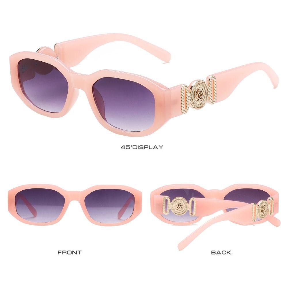 

Frame UV Protection Y2K Vintage Shades with Metal Rose Design Irregular Sunglasses Sun Glasses Pink-Gray