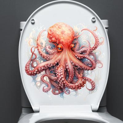 Octopus Wall Stickers Waterproof Marine Creatures Decals for Bathroom Toilet Tiles Cabinets Self-Adhesive Home Decor Vinyl Stickers Removable