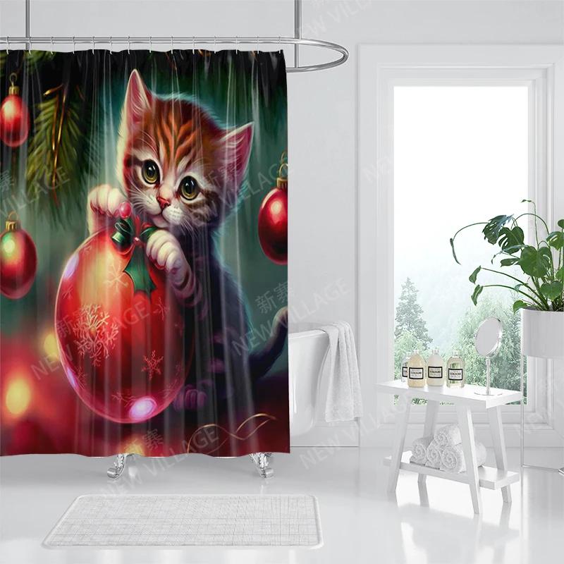 Home Duschvorhänge für Badezimmer, Weihnachtstiere, wasserdichter Stoff, Badezimmervorhänge, moderner Duschvorhang, 180 x 200 240 x 200