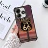America Route 66 Plating Phone Case For Xiaomi Redmi Note 14 15 Pro Plus 13 12 11 11S 11T 10 9S 9 5G Anti-Fall Airabag Cover