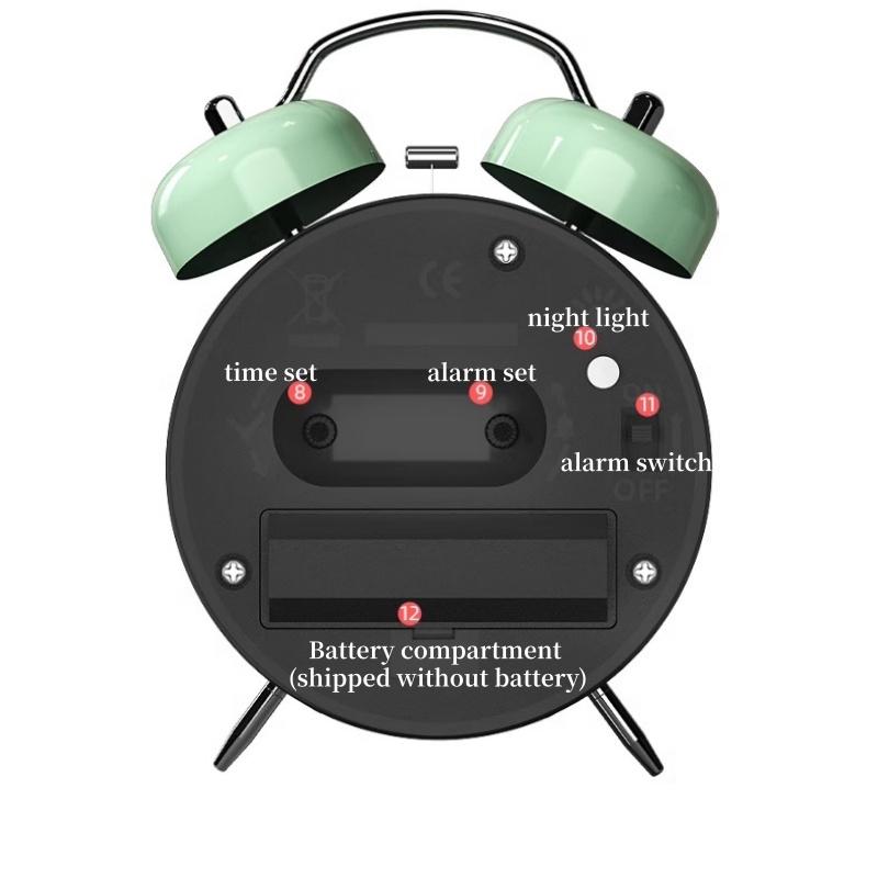 3 Inch Luminous Alarm Clock Students Children's Alarm Clock Strong Wake-Up for Elderly Silent with Night Light Battery Powered