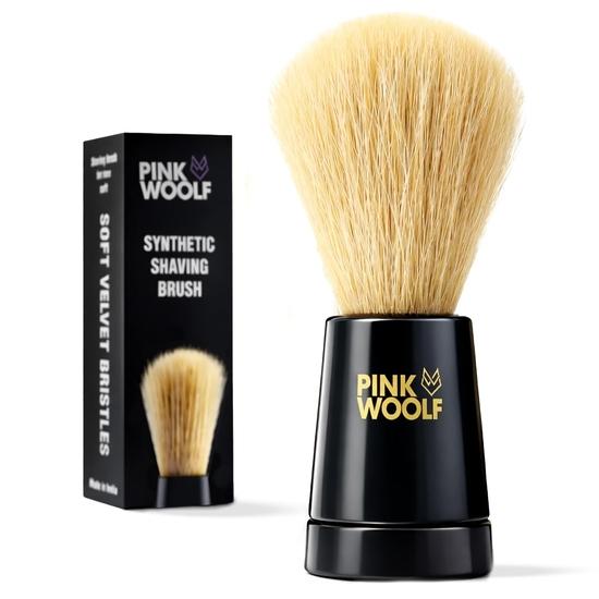 Pink Woolf Boar Shaving Brush for Men | 25mm Knot, BLACK ACRYLIC HANDLE | Creates Thick Lather & Gently Exfoliates for a Smooth Shave | Gift for Men