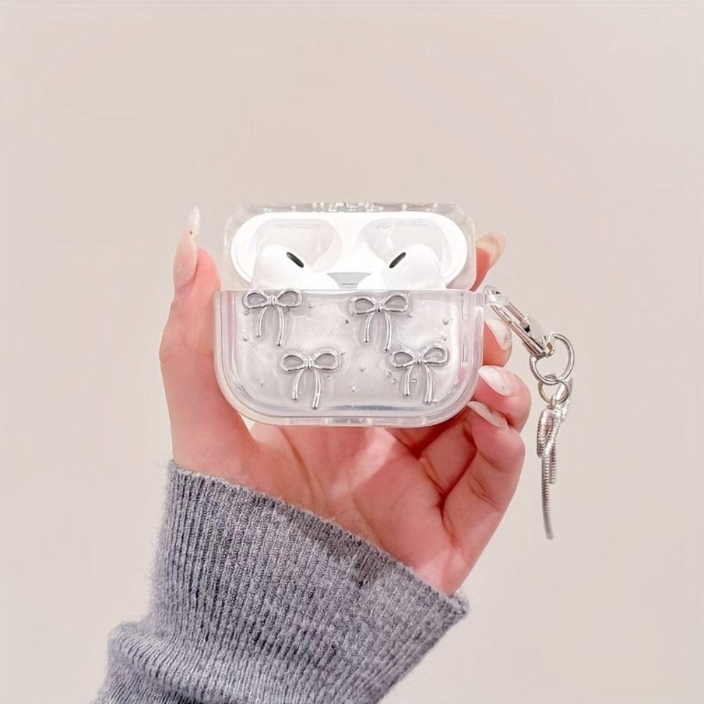 Clear Protective Shell with Pendant Soft Cover Cute Headphones Case for Airpods 4/3/2/1/pro2/pro