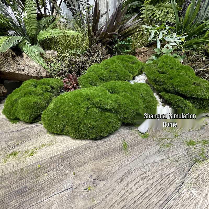 Artificial Moss Stone Decor: Green Hairy Stone Prop for Photography and Bonsai Landscaping
