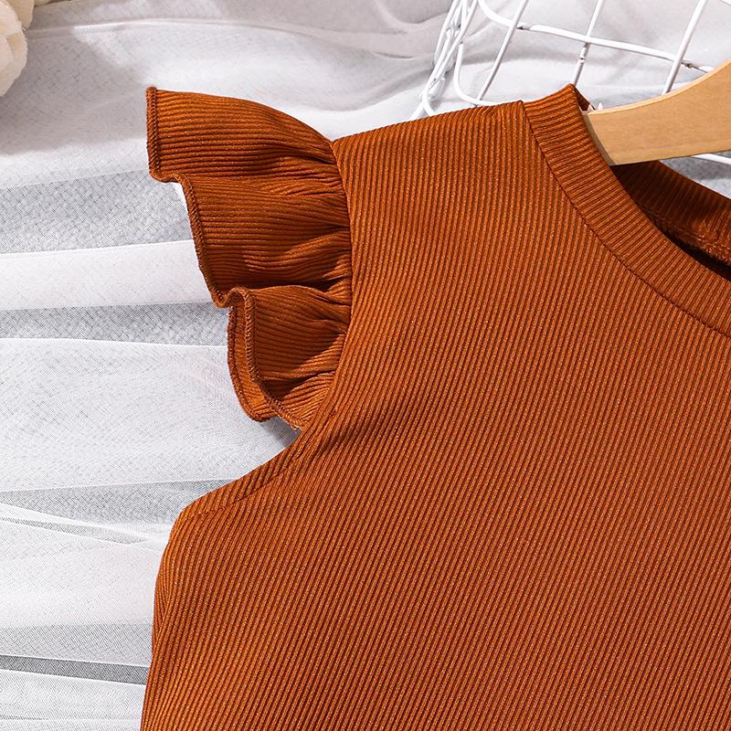 Mädchenanzug 7-14J Kinder Sommer Neue Mode Druck Halbkörperrock + Temperament Kurzarm-Oberteil 2PCS