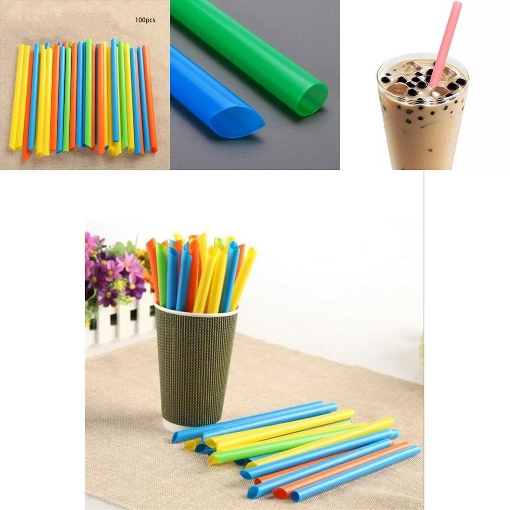 Colorful 100 X Disposable Large Drinking Straws Ideal For Bubble Tea And Milkshakes