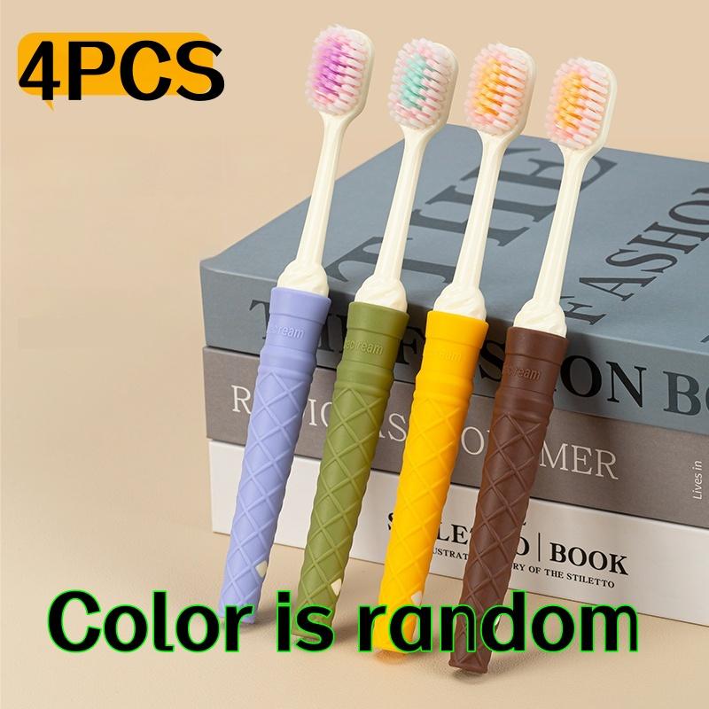 

4/8Pcs Random Color Ice Cream Toothbrush Non-Shedding Travel Size Gum Protection Teeth Cleaning Cute Soft Bristle Toothbrush Home Essential Toothbdays