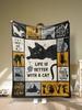 1 Stück Schwarze Katze Weiche Decke Flanell Bedruckte Decke Für Camping & Reisen Geeignet Für Sofas Schlafzimmer Wohnzimmer Und Betten