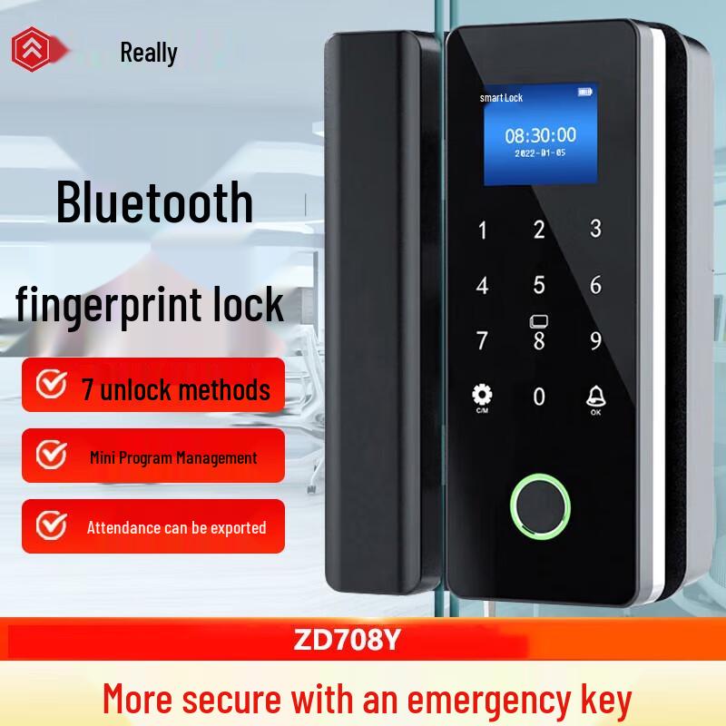 Realand ZD708Y Glass Door Fingerprint Smart Lock