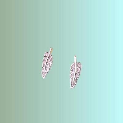 Women's 925 Silver Mini Petite Leaf Earrings