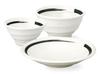[Made In Japan] Bom Dia Mino Ware 3-Piece Dinnerware Set Rice Bowl, Rice Bowl, and Deep Plate (Black Line)