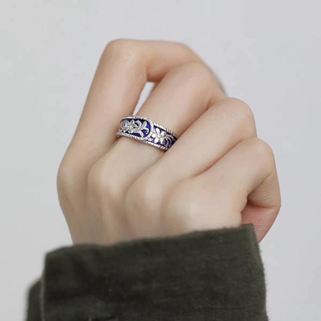 Chinese Style Flower Pattern Adjustable Open Rings For Women Fashion New Jewelry Gift Party Daily Wholesale Anillos