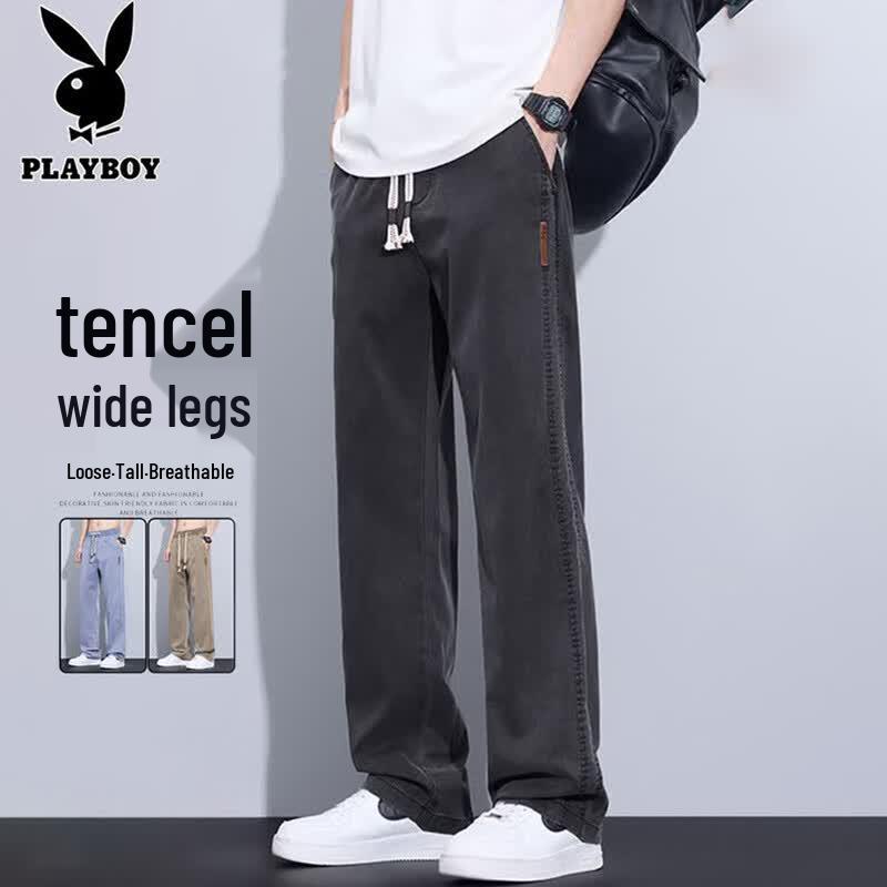 PLAYBOY Men s Summer Tencel Ice Silk Casual Pants XL