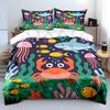 Cartoon Underwater World Bedding Set For Kids Luxury Gift 3Pcs Digital Print Comforter Set Soft Comfortable Breathable