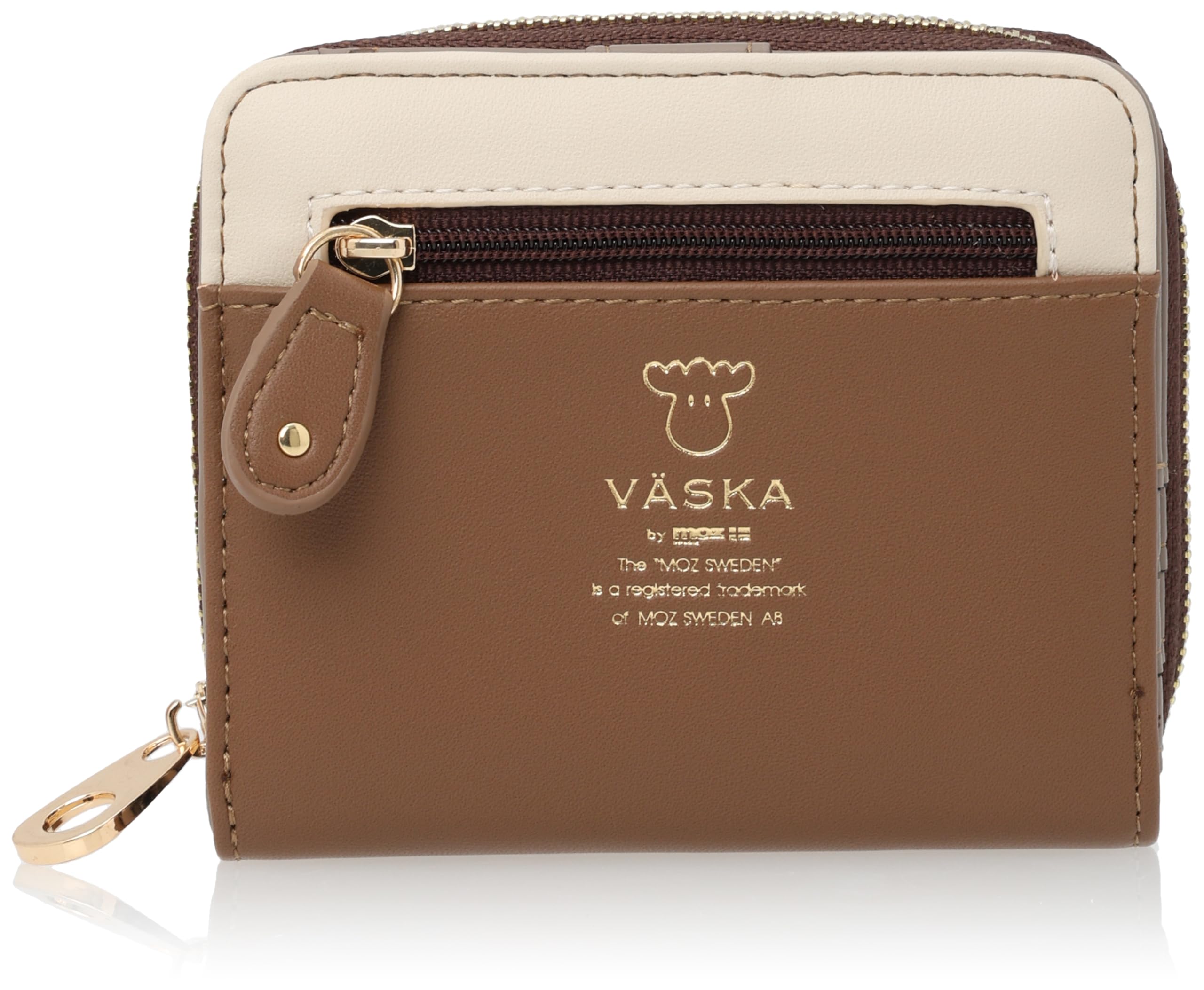 

VASKA Compact Lightweight Wallet Coin Purse VASKA by Veska Ramiris Zipper Bifold Wallet Brown [Mozu] VS-0032 VS-0032 Women s коричневий