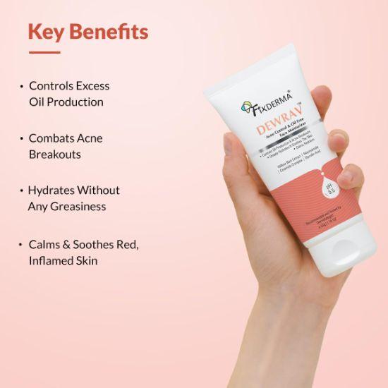 Fixderma Durave Cremă Hidratantă Control Acnee și Fără Ulei pentru Față cu Acid Glicolic | Hidratant cu Niacinamidă | Hidratant pentru Față pentru Femei și Bărbați - 10g