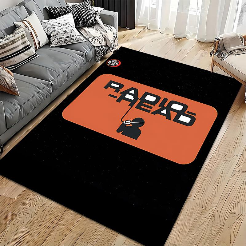 Radiohead Text Design Carpet suitable as a non-slip mat for the living room or bedroom sofa